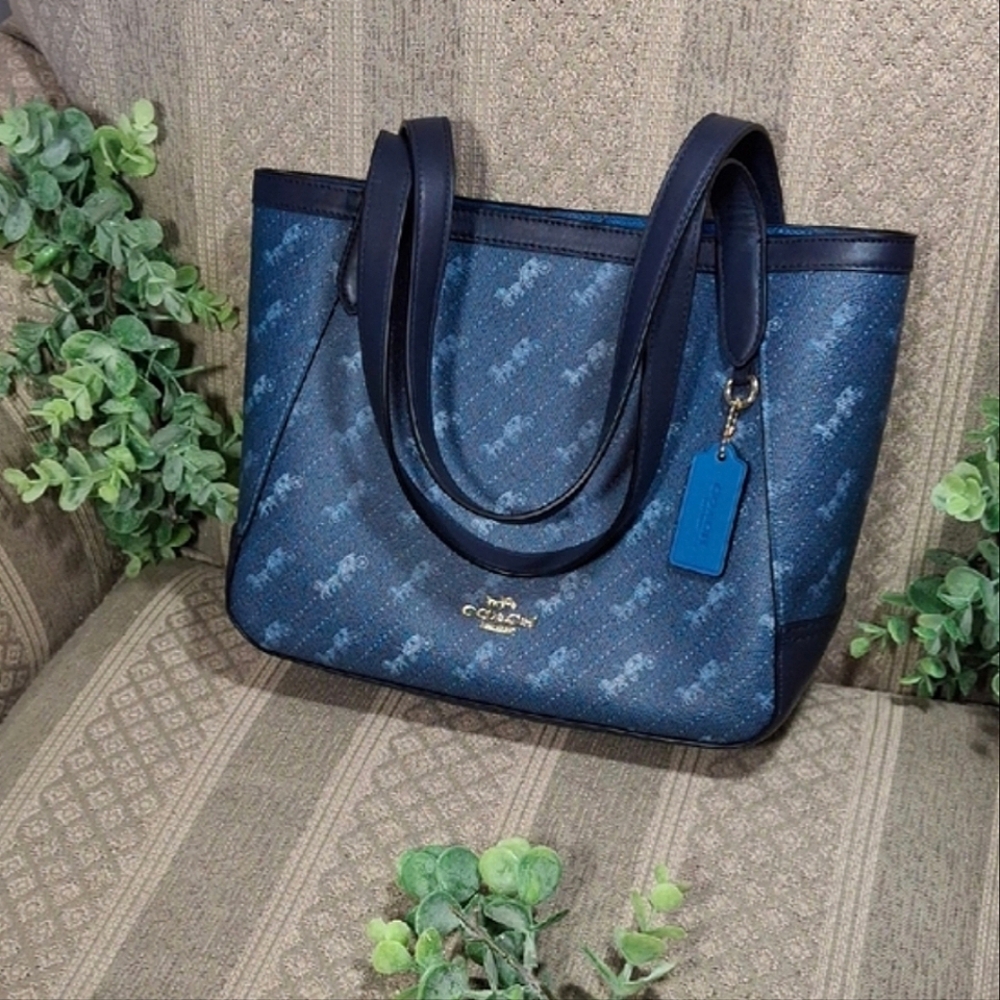 Coach Navy Blue Monogram Tote - Picture 16 of 16